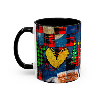 Plaid Christmas Trees Heart Mug | Accent Coffee Mug