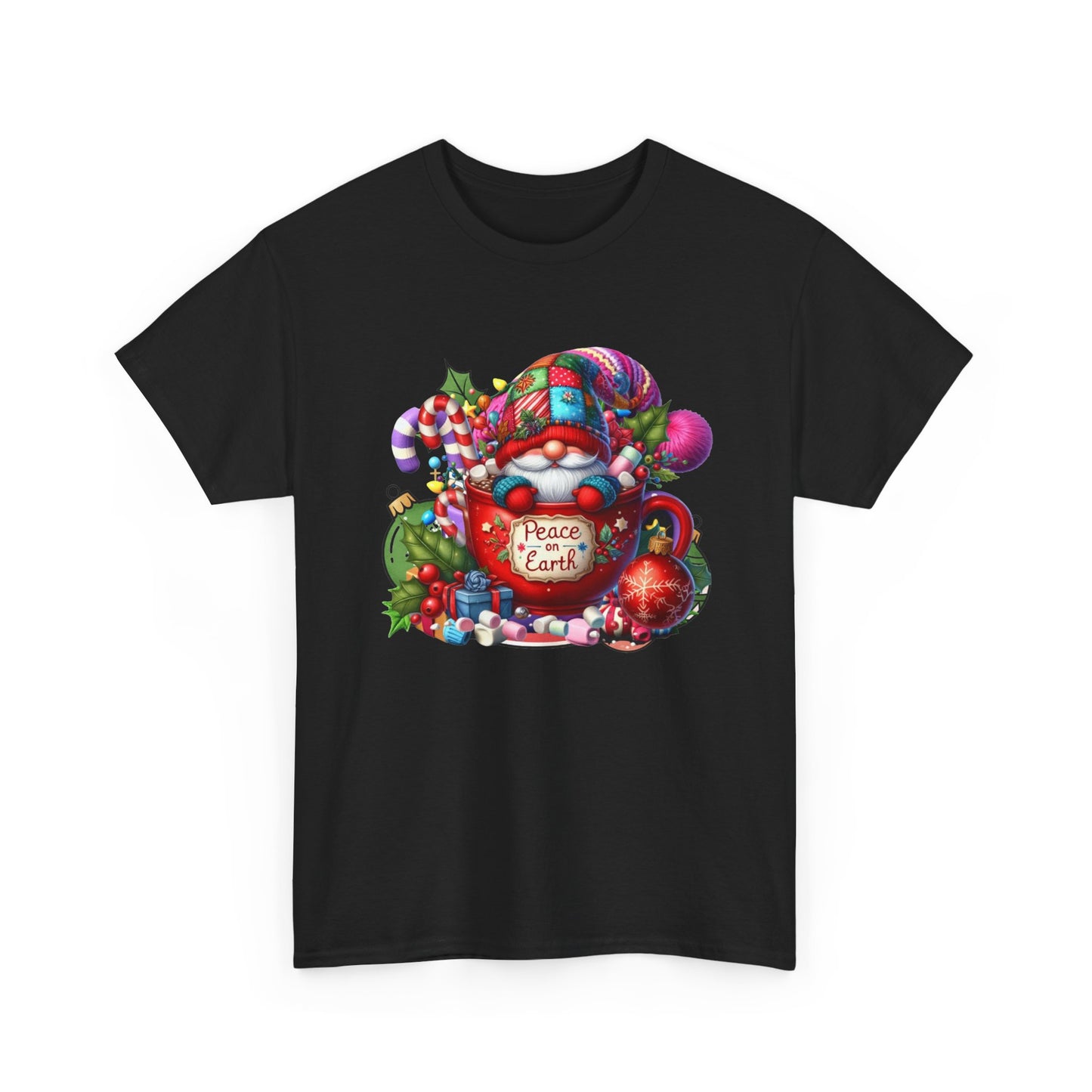 Santa Gnome with Candy Canes tee | Peace on Earth Christmas design