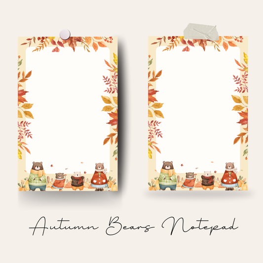 Watercolor Autumn Bear Notes (50 pages)