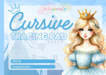 Cursive Letter Tracing Pad - Princess Theme | Digital Download