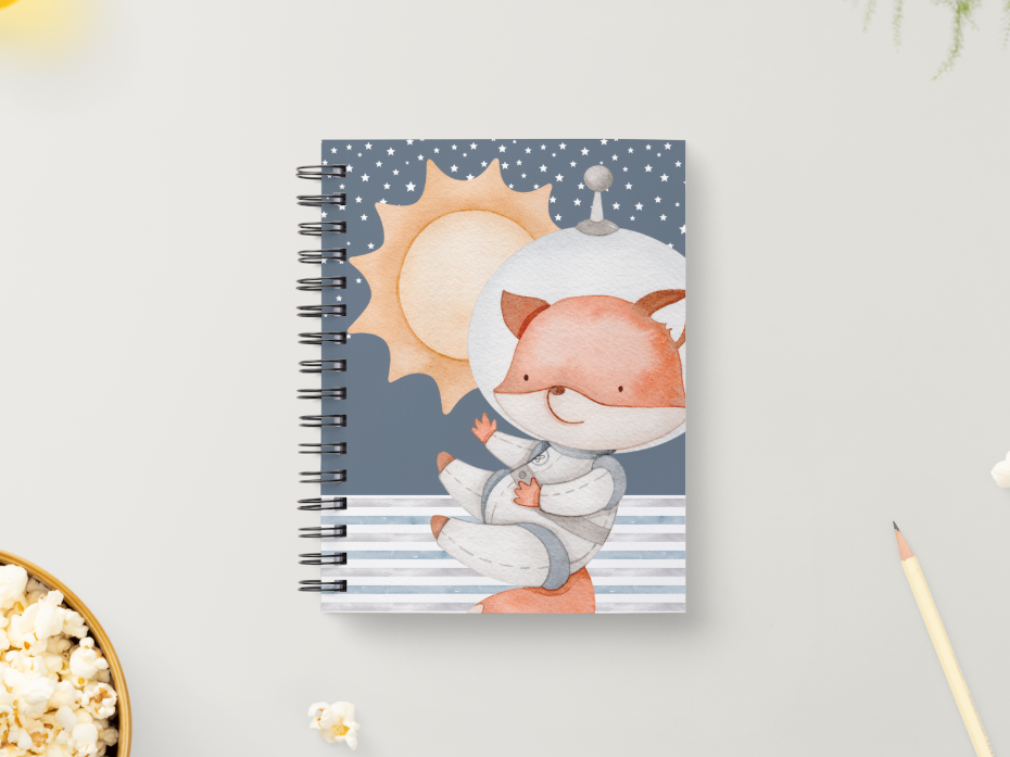 Cartoon Astronaut Fox Notebook