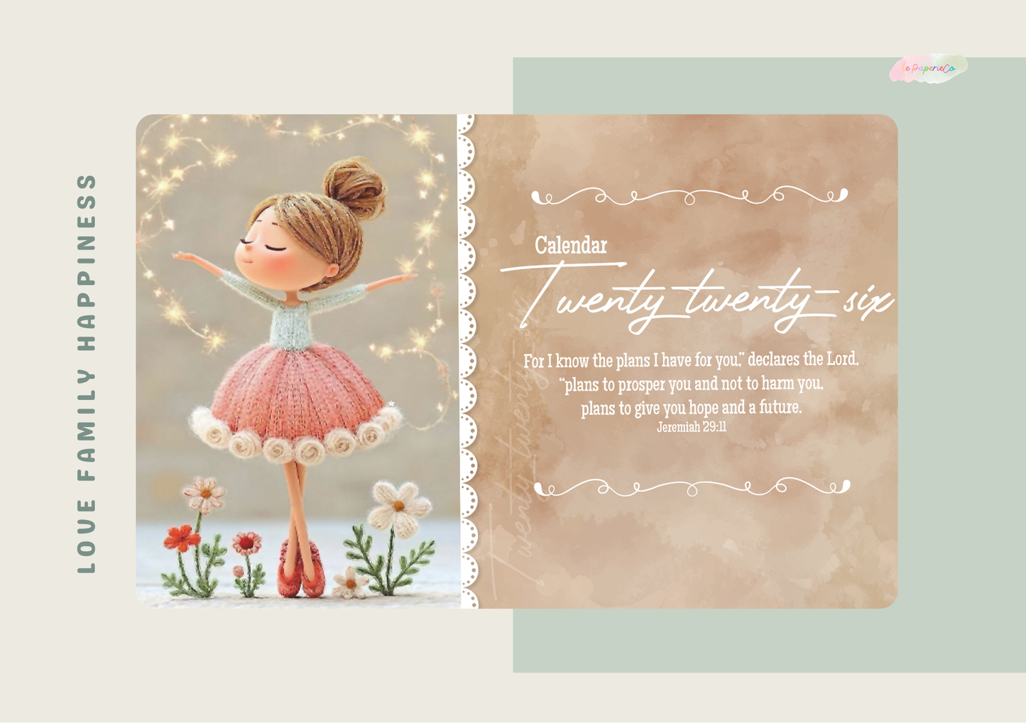 Customizable 2026 Calendar | Wood Block Stand and Clip included