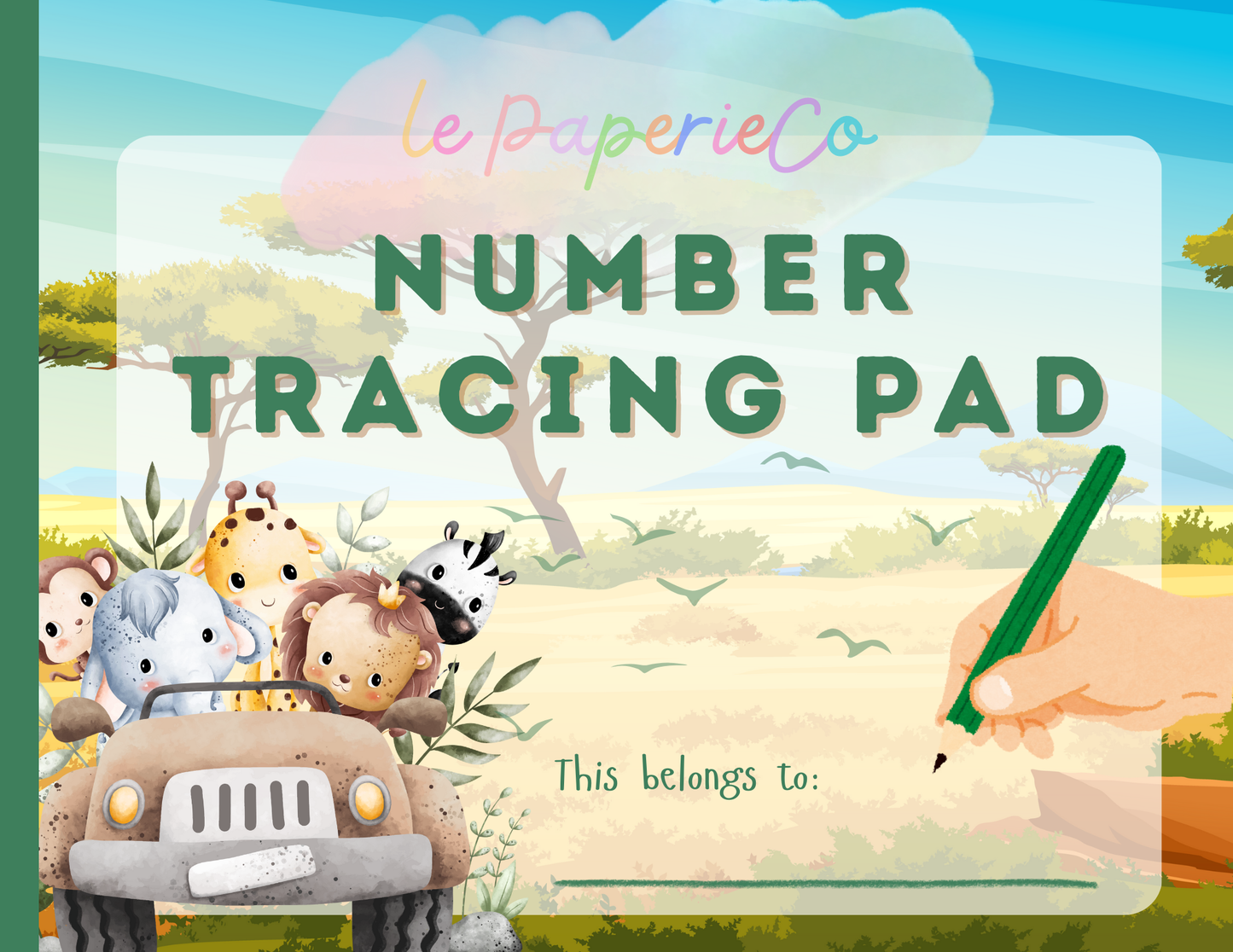 Number Tracing Pad - Safari Theme | Digital Download