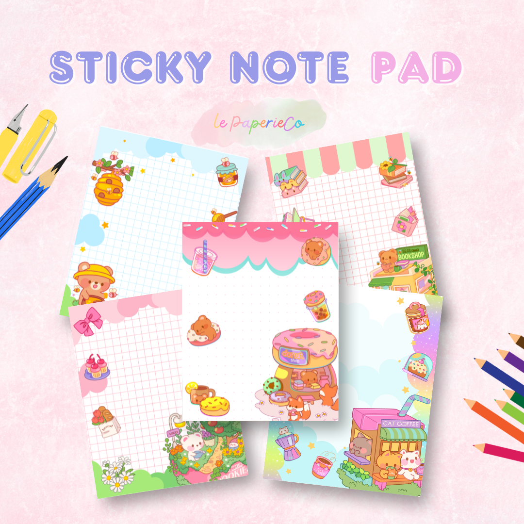 Kawaii Sticky Notepads | 50 Sheets (4.25 in x 5.25 in)