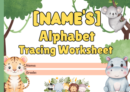 Alphabet Tracing Pad - Animal Theme | Digital Download