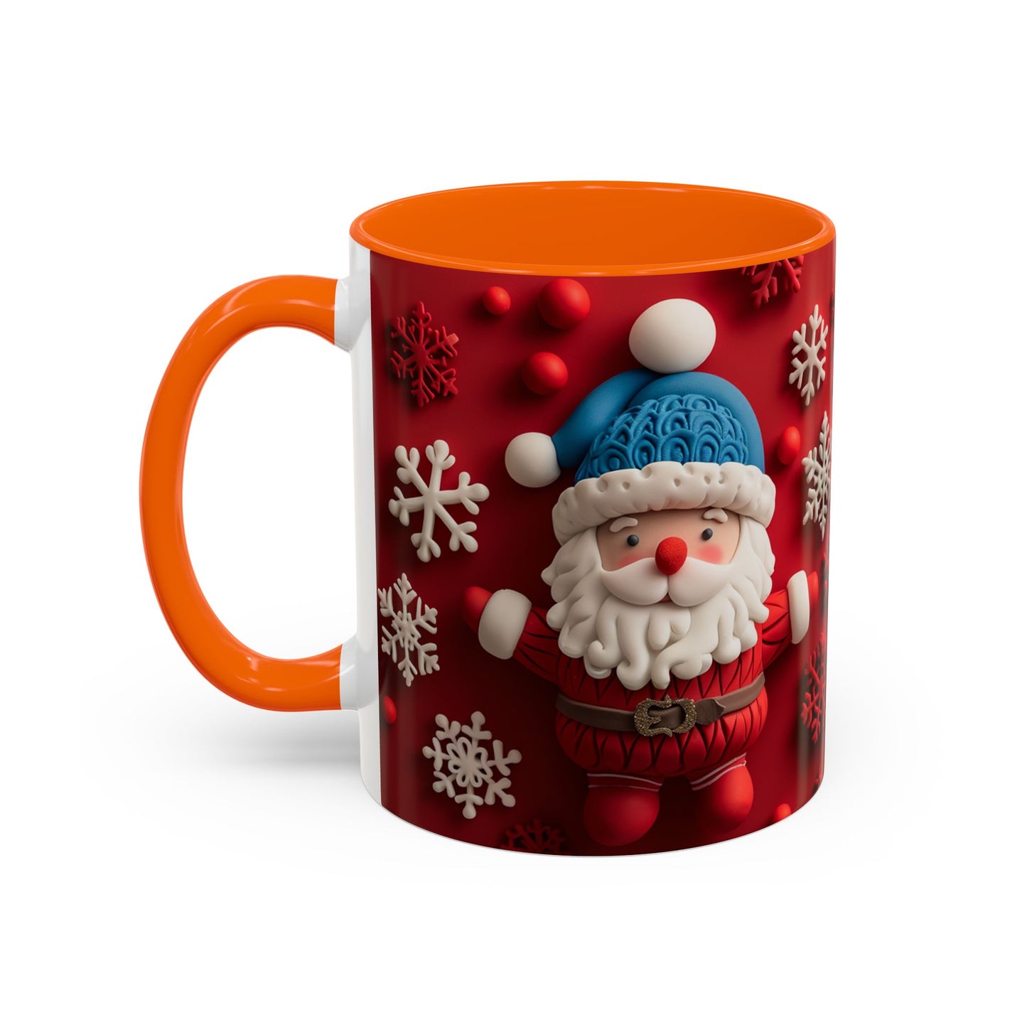 Santa Claus Pattern Mug | Red Snowflakes Christmas Coffee Cup