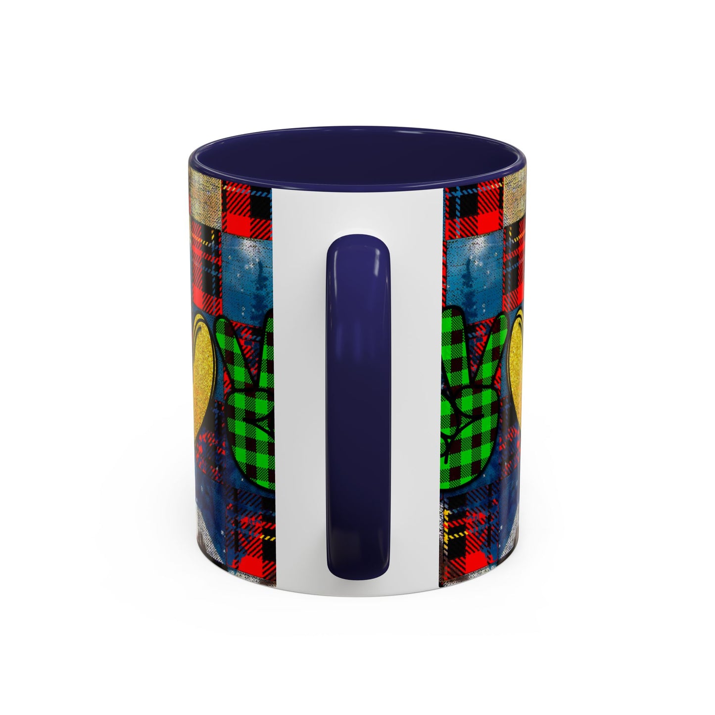 Plaid Christmas Trees Heart Mug | Accent Coffee Mug