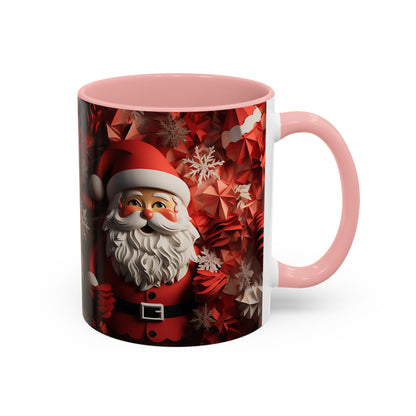 Santa Claus Mug | Christmas Santa Coffee Mug, Red Snowflake Holiday Ceramic