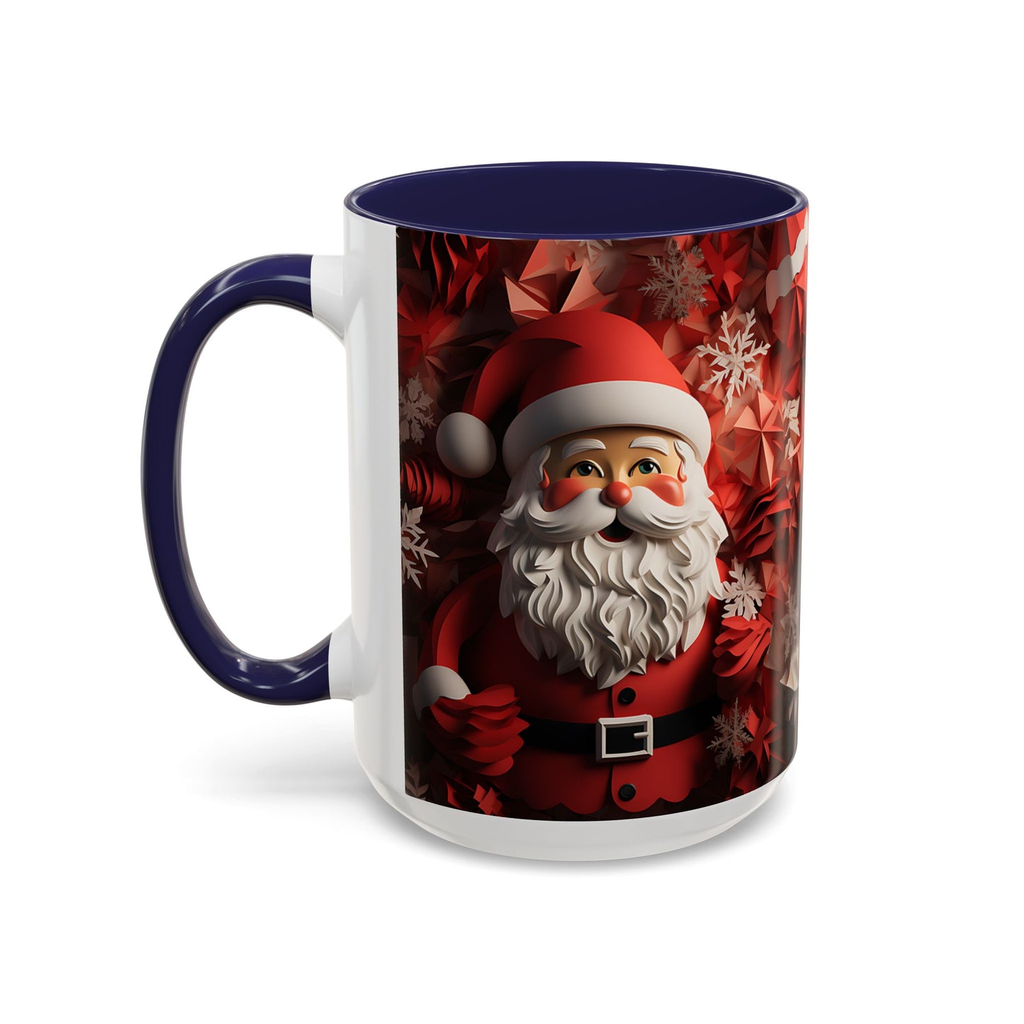 Santa Claus Mug | Christmas Santa Coffee Mug, Red Snowflake Holiday Ceramic