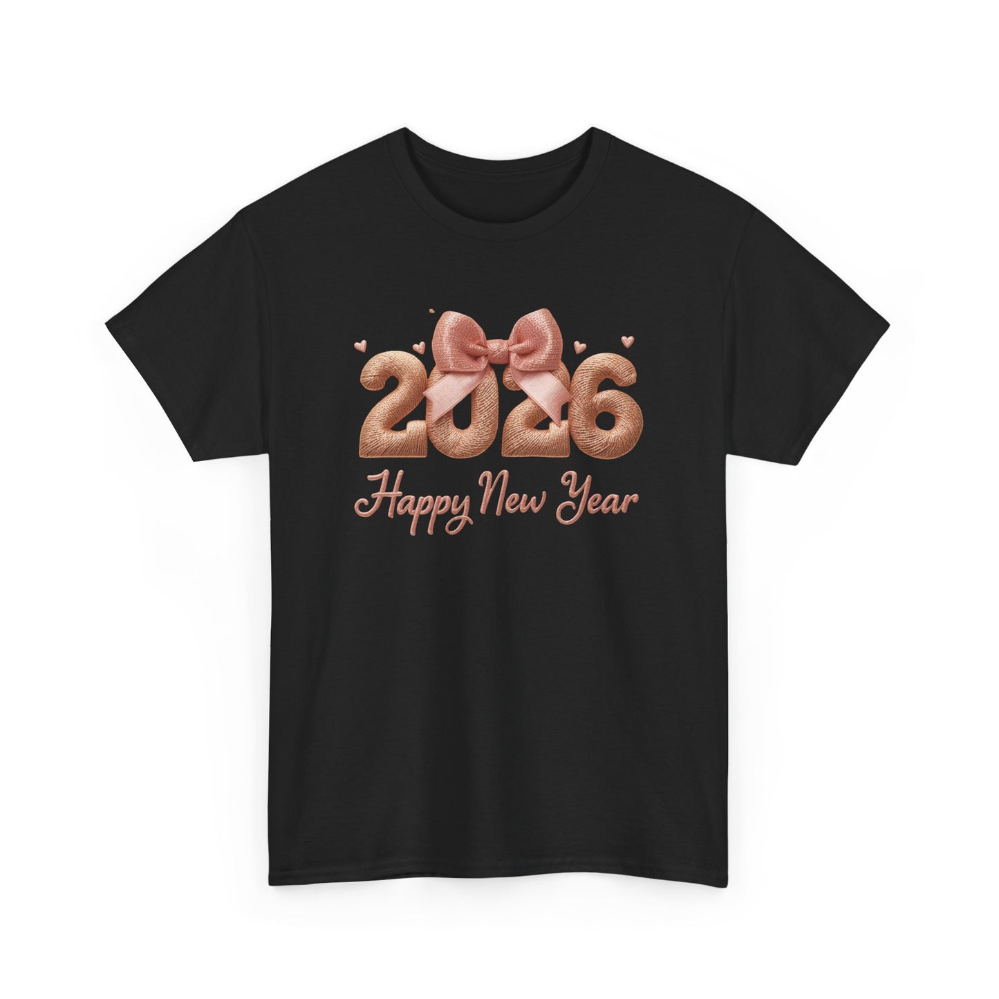 2026 Happy New Year T-Shirt — Rose Gold Balloon Numbers Graphic Tee
