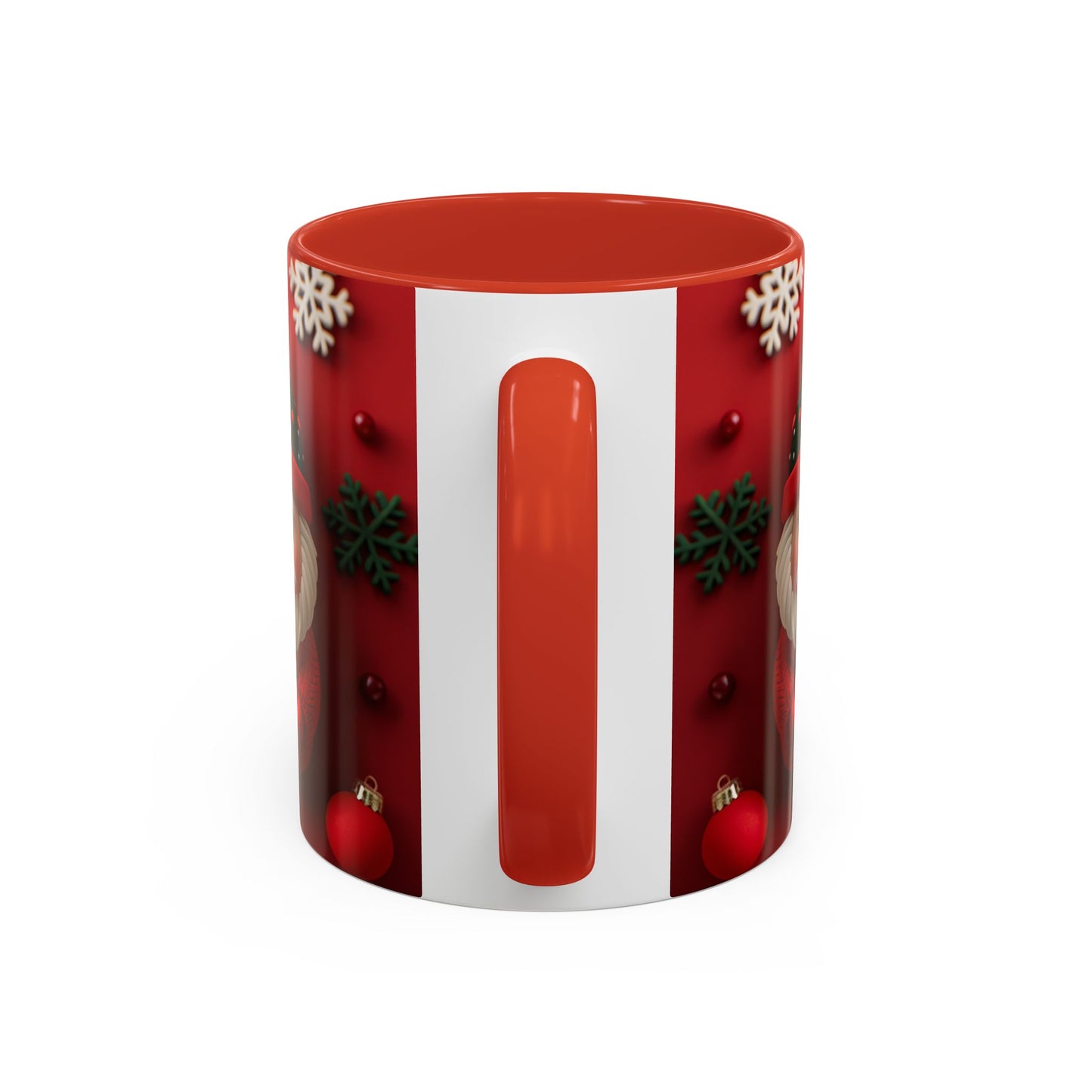 Cute Santa Pattern Accent Coffee Mug | Christmas Holiday Snowflakes