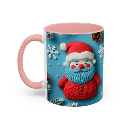Blue Santa Claus Mug | Snowflakes Holiday Coffee Mug