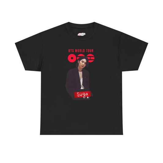 Suga BTS World Tour Tee | K-Pop Idol Portrait, Concert Shirt