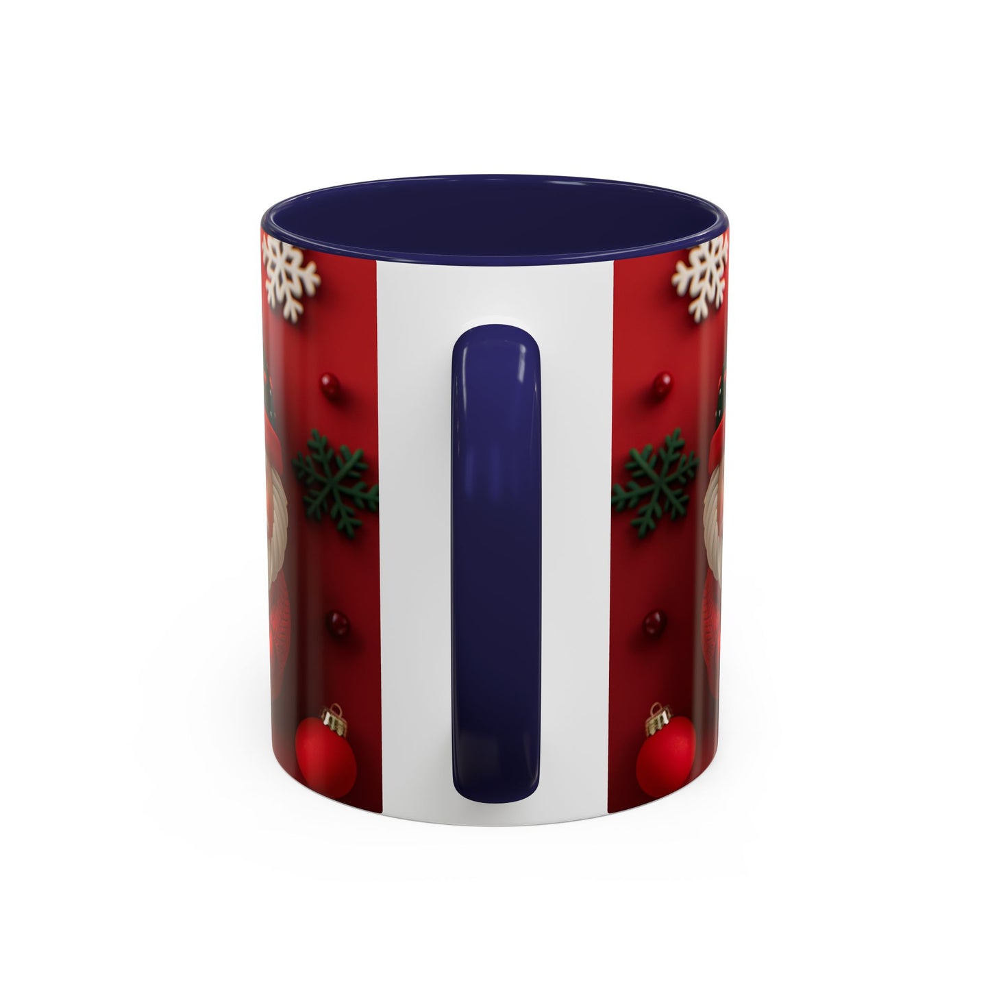Cute Santa Pattern Accent Coffee Mug | Christmas Holiday Snowflakes