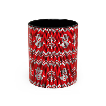 Snowman Knit Pattern Accent Mug | Christmas Holiday Coffee Cup