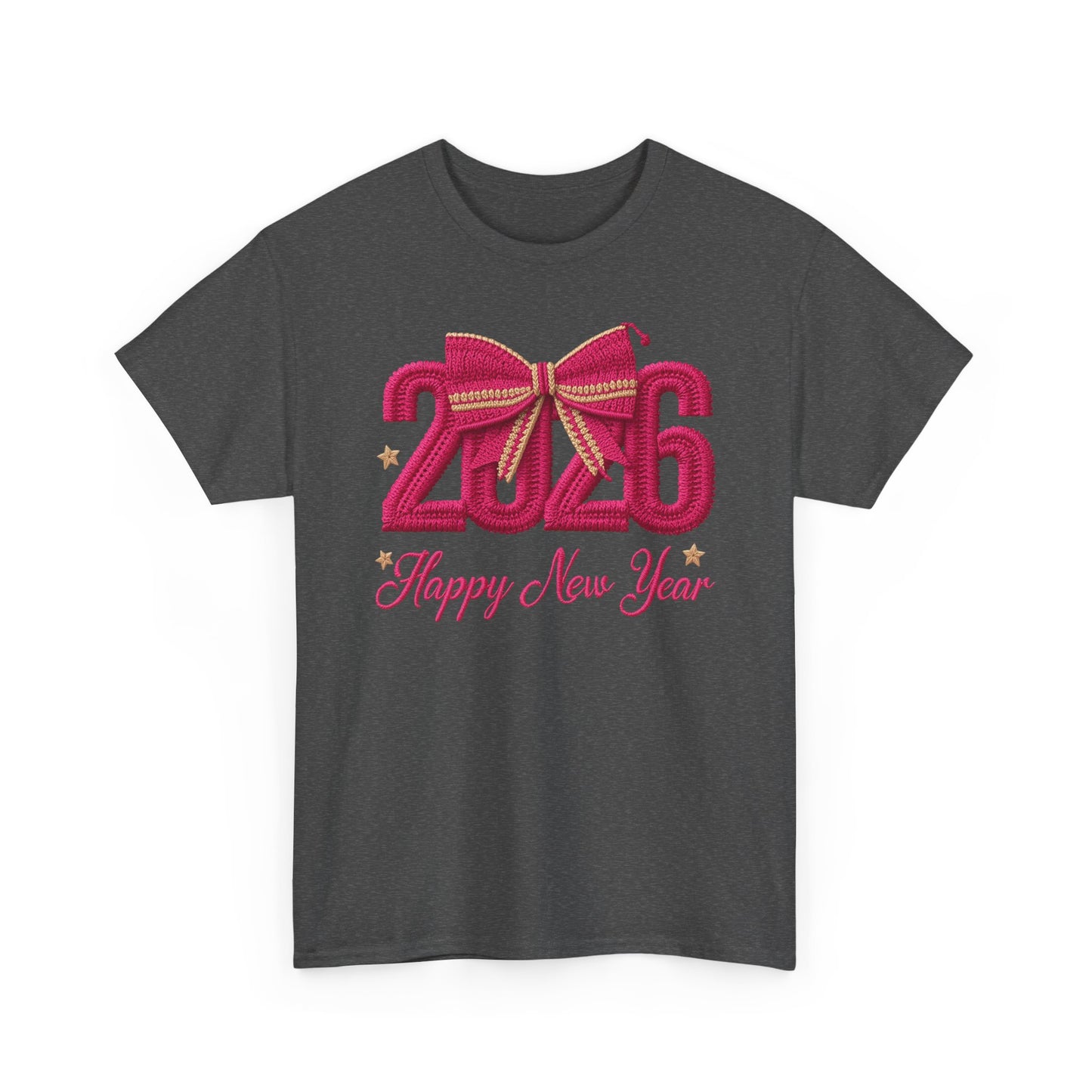 2026 Happy New Year Tee – Festive Pink Bow Celebration T-Shirt