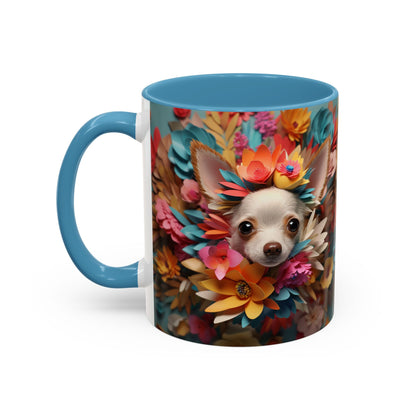 Chihuahua Floral Wreath Accent Coffee Mug — Colorful Pet Lover Gift (11/15oz)