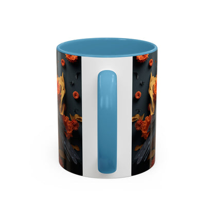 Autumn Raven Accent Coffee Mug — Black Crow & Orange Chrysanthemums (11/15oz)