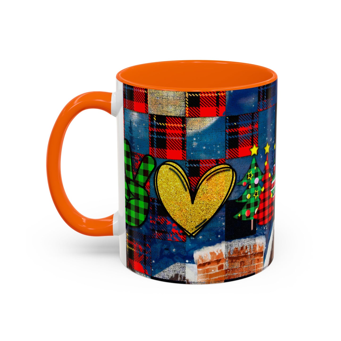 Plaid Christmas Trees Heart Mug | Accent Coffee Mug