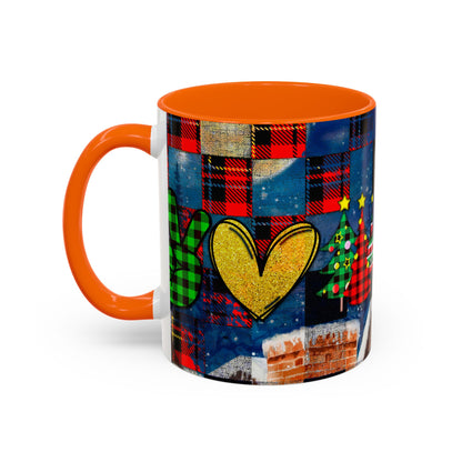 Plaid Christmas Trees Heart Mug | Accent Coffee Mug