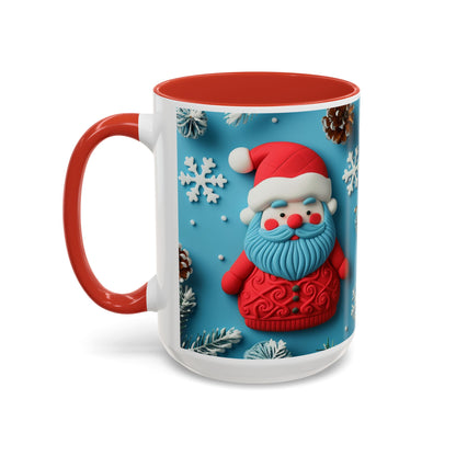 Blue Santa Claus Mug | Snowflakes Holiday Coffee Mug