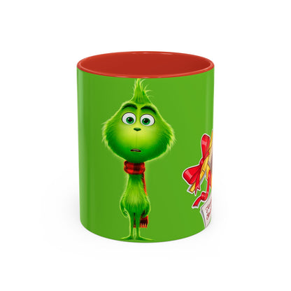 Grinch Character with Poop Present Mug | Accent Coffee Mug