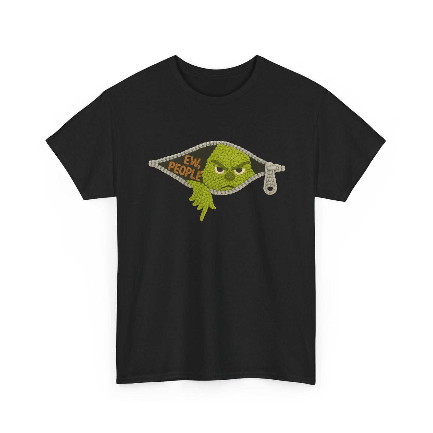 Grumpy Green Monster Peeking Tee | "Ew People" graphic