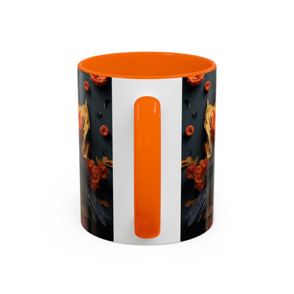 Autumn Raven Accent Coffee Mug — Black Crow & Orange Chrysanthemums (11/15oz)