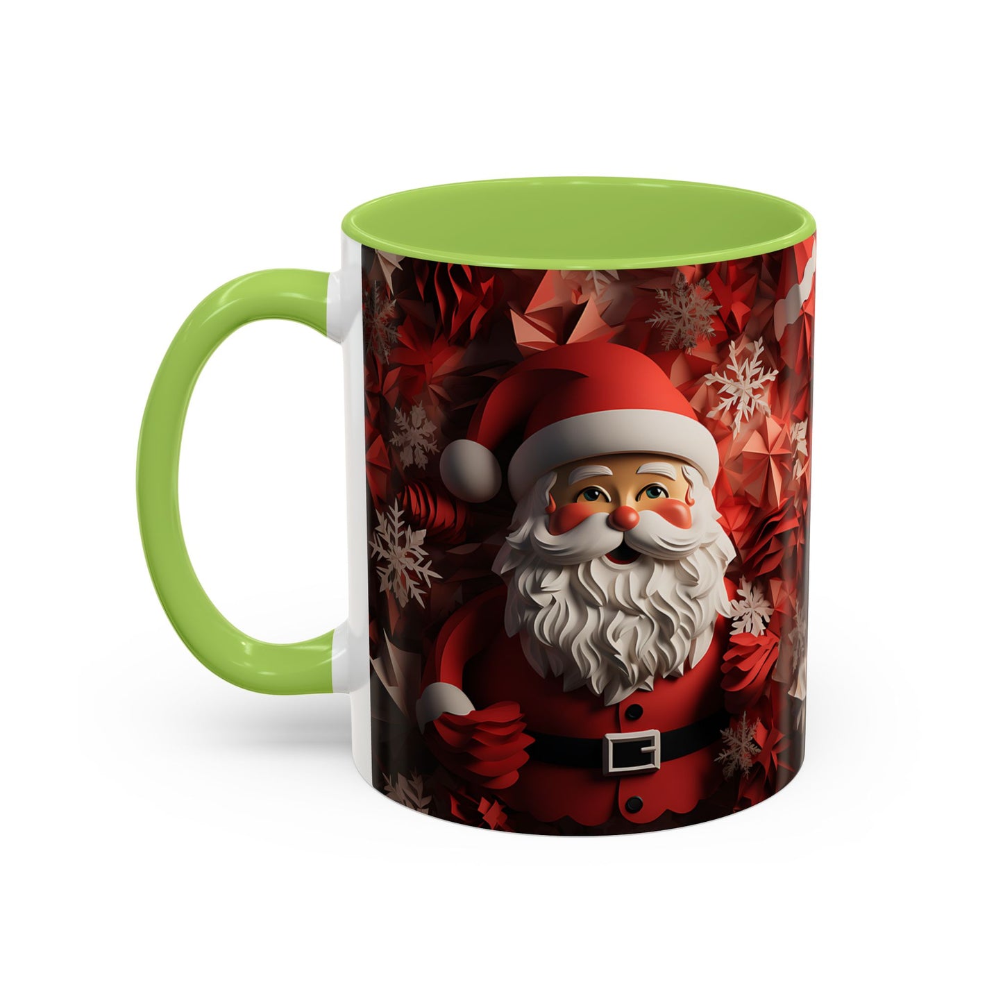 Santa Claus Mug | Christmas Santa Coffee Mug, Red Snowflake Holiday Ceramic