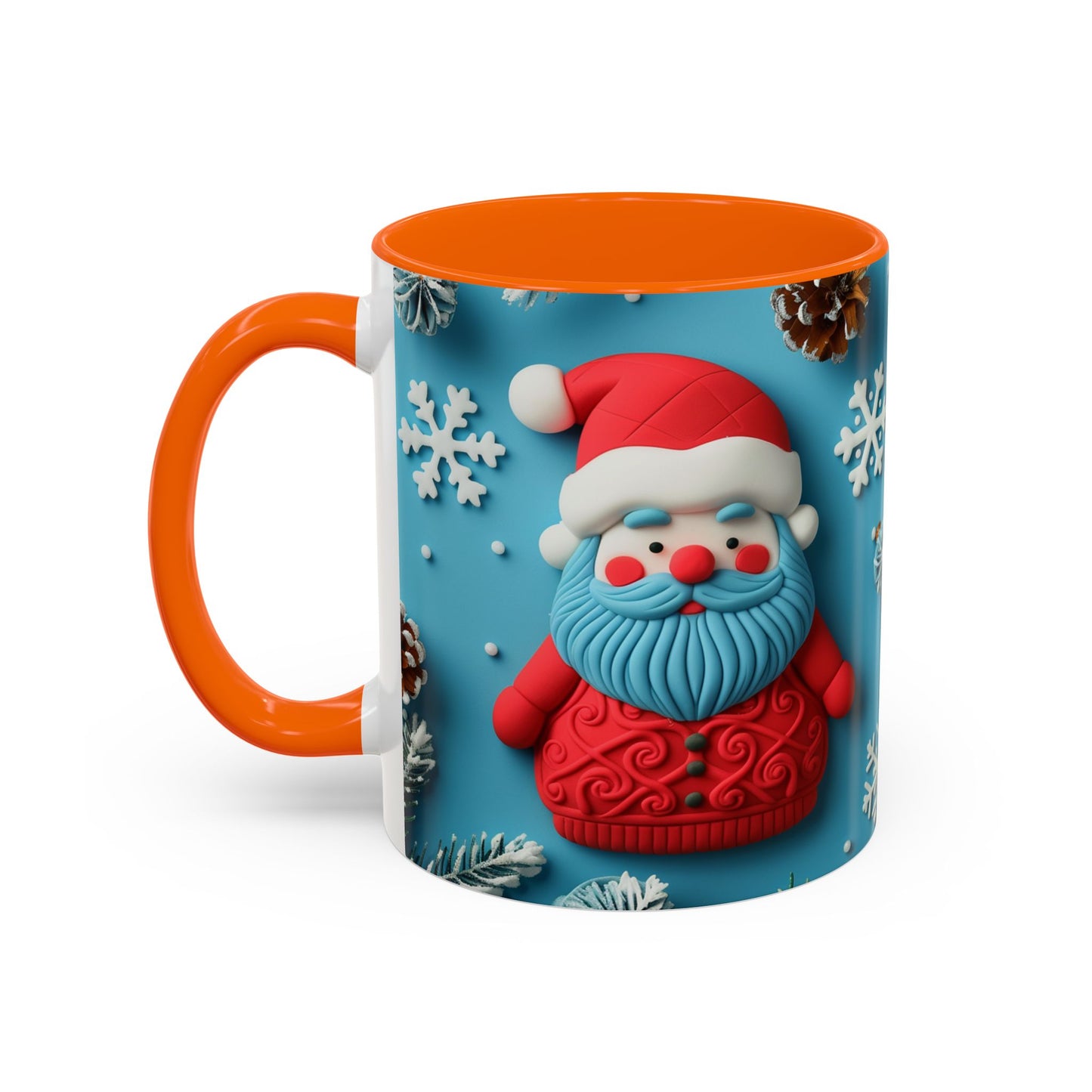 Blue Santa Claus Mug | Snowflakes Holiday Coffee Mug