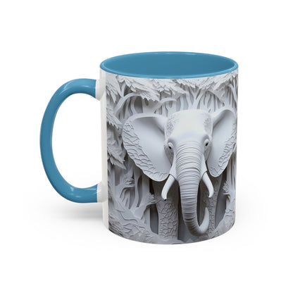 Elephant Relief Accent Coffee Mug  Grey Carved Jungle Design (11/15oz)
