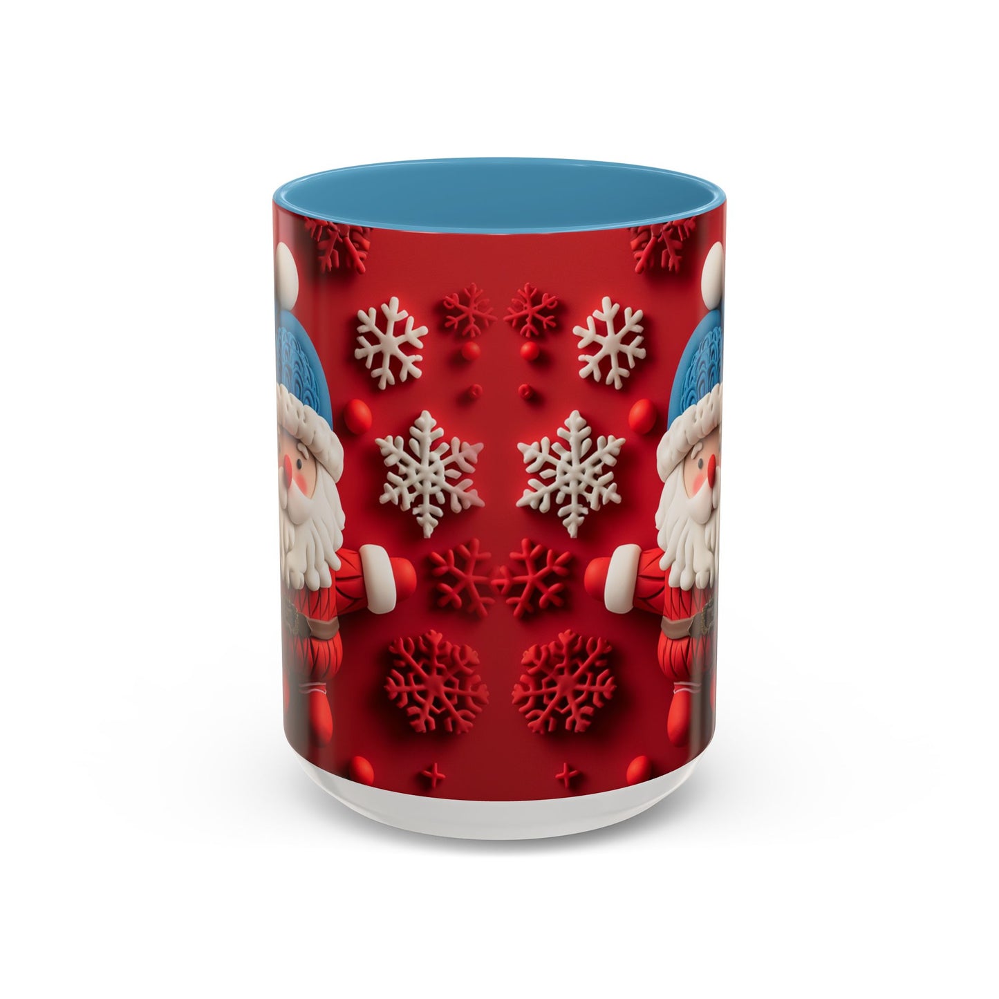 Santa Claus Pattern Mug | Red Snowflakes Christmas Coffee Cup