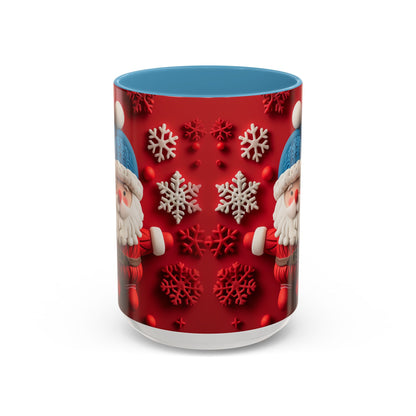Santa Claus Pattern Mug | Red Snowflakes Christmas Coffee Cup