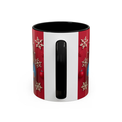 Clay Santa Pattern Mug | Christmas Snowflake Accent Coffee Mug
