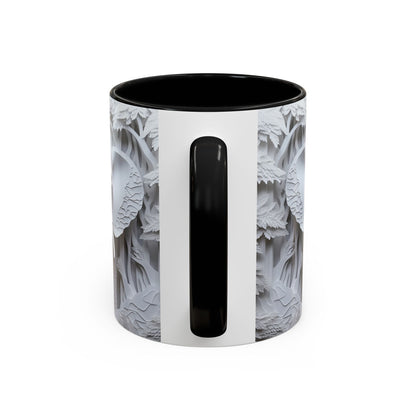 Elephant Relief Accent Coffee Mug — Grey Carved Jungle Design (11/15oz)