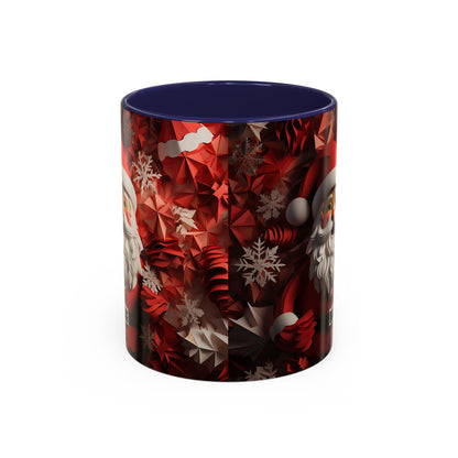 Santa Claus Mug | Christmas Santa Coffee Mug, Red Snowflake Holiday Ceramic