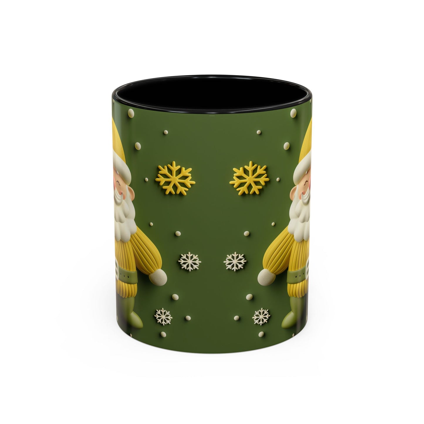 Yellow Santa Holiday Mug | Christmas Accent Coffee Mug (11,15oz)