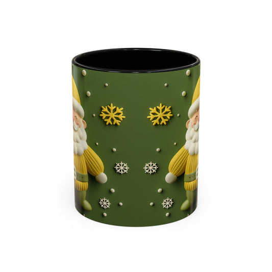 Yellow Santa Holiday Mug | Christmas Accent Coffee Mug (11,15oz)