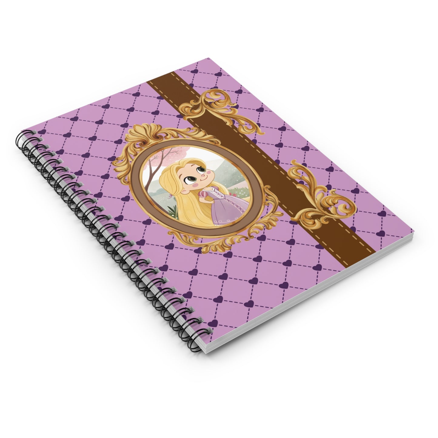 Rapunzel Portrait Spiral Notebook | Ruled Journal, Purple Vintage Frame