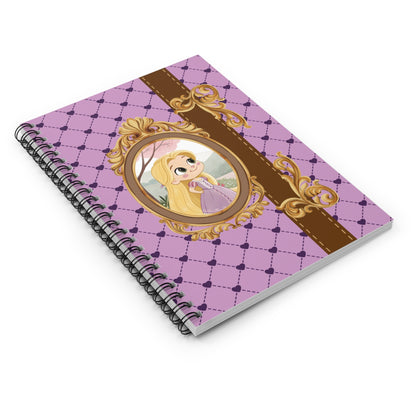 Rapunzel Portrait Spiral Notebook | Ruled Journal, Purple Vintage Frame