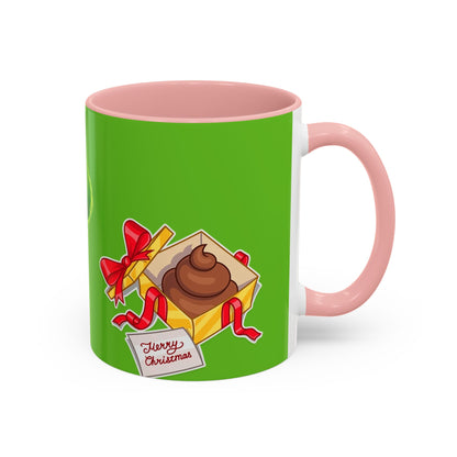 Grinch Character with Poop Present Mug | Accent Coffee Mug