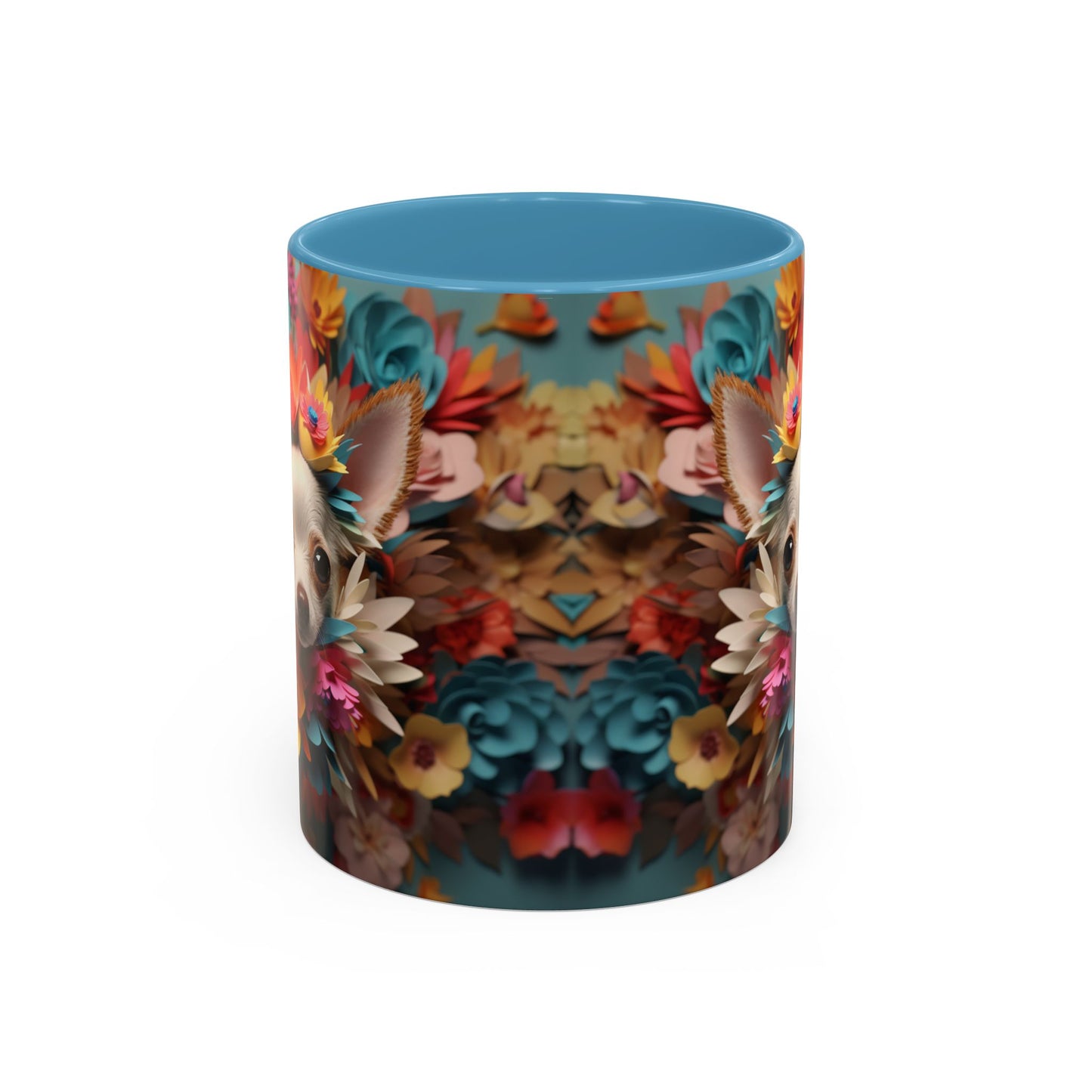 Chihuahua Floral Wreath Accent Coffee Mug — Colorful Pet Lover Gift (11/15oz)