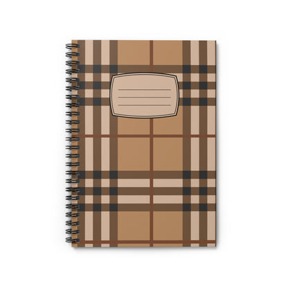 Brown Plaid Notebook Spiral Notebook | Ruled Lined Journal
