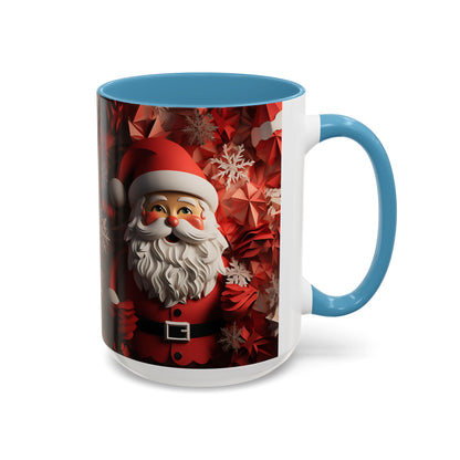 Santa Claus Mug | Christmas Santa Coffee Mug, Red Snowflake Holiday Ceramic