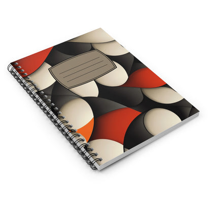 Abstract Retro Scales Spiral Notebook | Ruled Journal, Red Black Beige