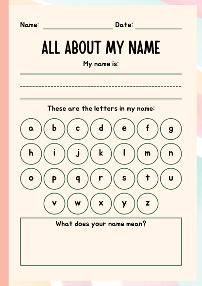 Pre-School Learning Pack | Digital Download