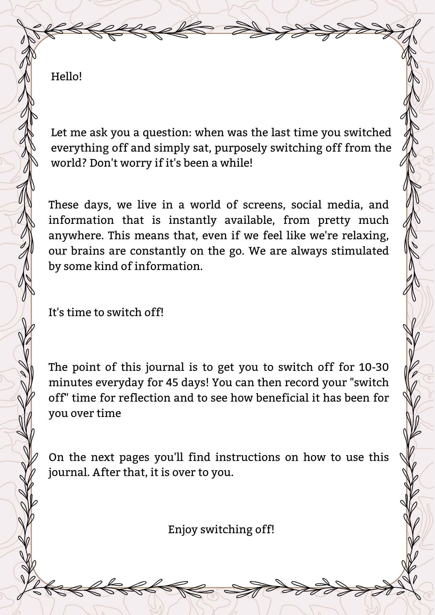 Switch Off Journal | Digital Download