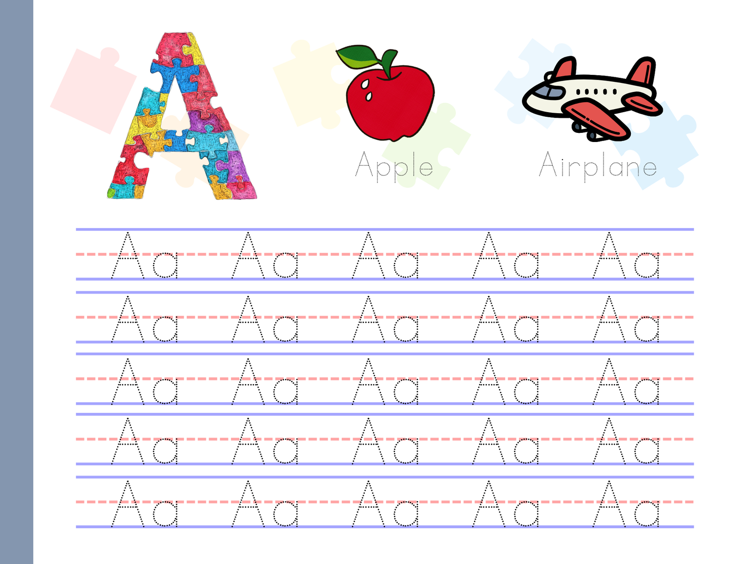 Alphabet Tracing Pad - Jigsaw Theme | Digital Download