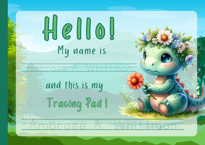 Cursive Letter Tracing Pad - Dinosaur Theme | Digital Download