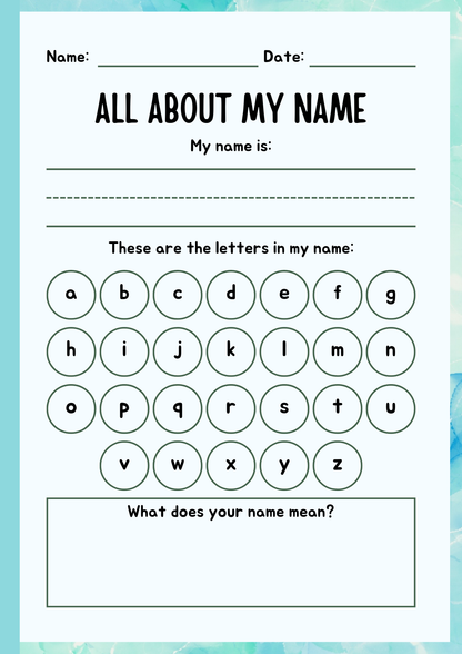 Blue Pre-school Learning Pack | Digital Download